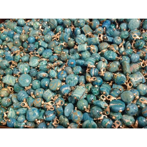 Lela Belle Hand Blown Murano Glass Beads - Set of 11 - Shades of Turquoise C2 - Picture 11 of 12